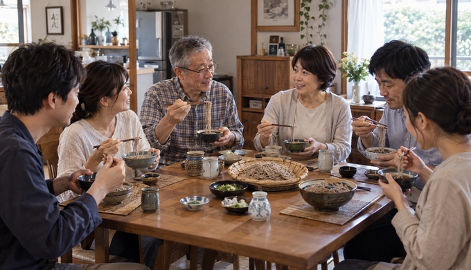 六つの席を思い浮かべる、家のそば会