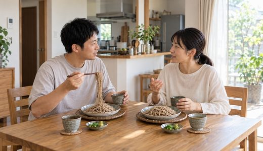 予定のない休日は、茹でたての本生そばを囲む