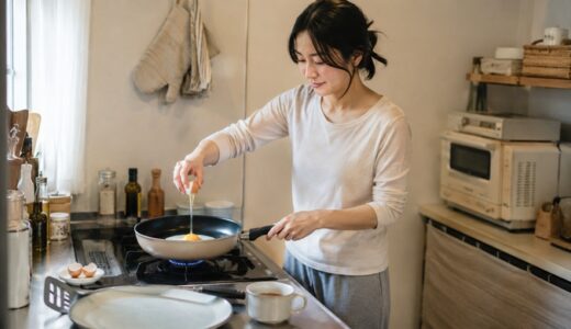 いつもの目玉焼きで、フライパンの違いを楽しむ朝