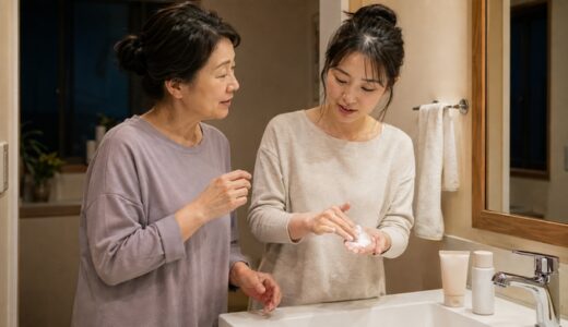 46年続く洗顔シリーズを、親子で「昔と今」の話をしながら使ってみる