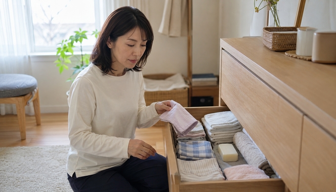 石けんをすぐ使わず、まずは引き出しで香りを楽しんでみる
