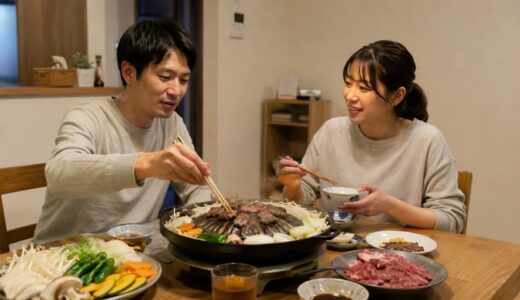 週末の食卓で、二人でジンギスカン鍋を囲んでみる