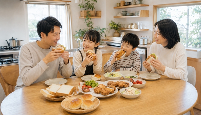 休日のお昼は、好きなフライで即席サンド