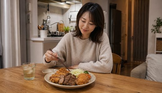 家飲みの日に、一口カツを数種類揚げて「揚げ物盛り合わせ」をつくる