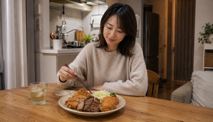 家飲みの日に、一口カツを数種類揚げて「揚げ物盛り合わせ」をつくる