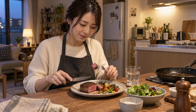 ステーキをほとんど焼いたことがない人の「人生で一番うまく焼けた」を目指す夜