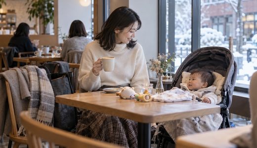 赤ちゃんとの冬のカフェ時間を、授乳を気にしすぎず楽しむ