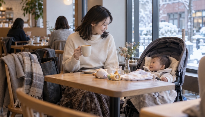 赤ちゃんとの冬のカフェ時間を、授乳を気にしすぎず楽しむ