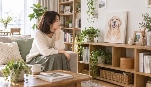 部屋の一角に「うちの子ギャラリー」をつくって、毎日眺められる場所にする