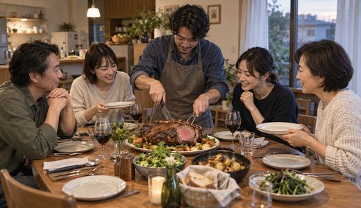 1kgの肉を食卓の真ん中に。みんなで切り分けるホームパーティー