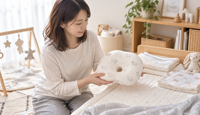 枕カバーまで含めて、赤ちゃんの「いつもの場所」をかわいく整える